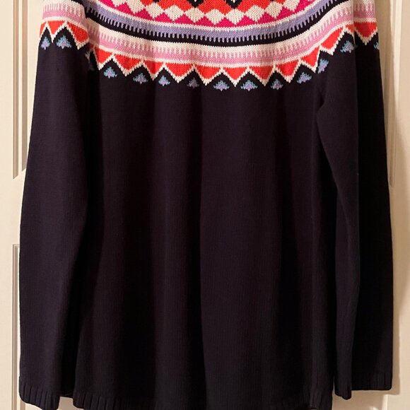 Talbots NWOT Black Fair Isle Cotton Blend Long Sleeve Sweater Size 1X - Picture 2 of 9